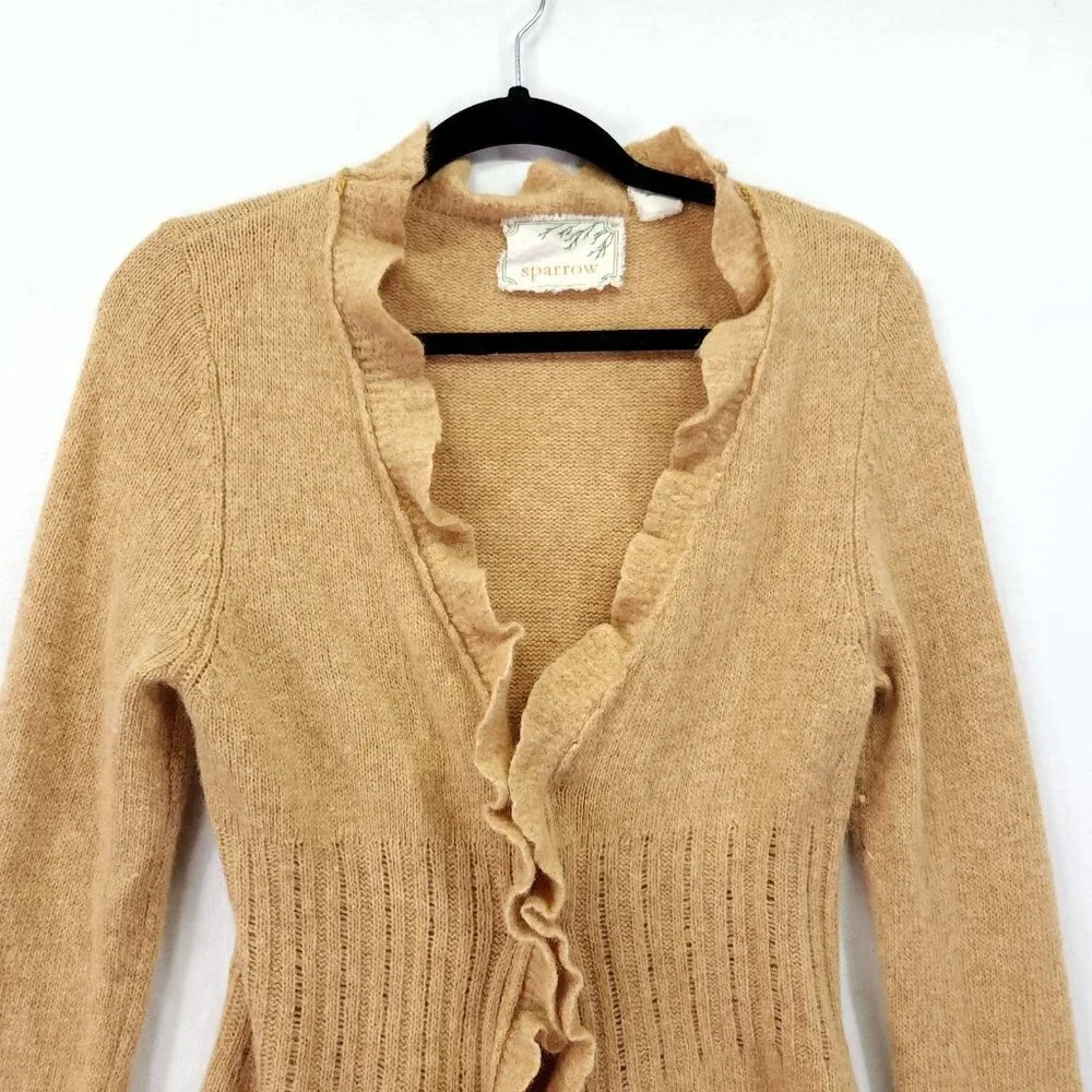 Anthropologie Sparrow Duster Cardigan Lambswool Angora Blend Beige Size Medium - Picture 8 of 14